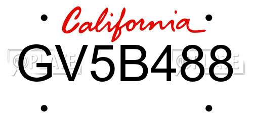 GV5B488 California License Plate