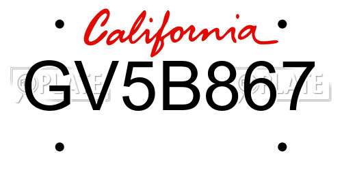 GV5B867 California License Plate