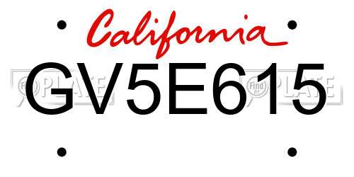 GV5E615 California License Plate