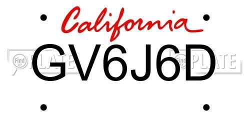 GV6J6D California License Plate