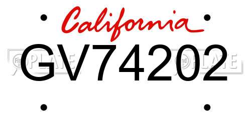 GV74202 California License Plate