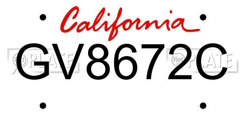 GV8672C California License Plate