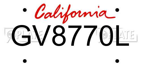 GV8770L California License Plate