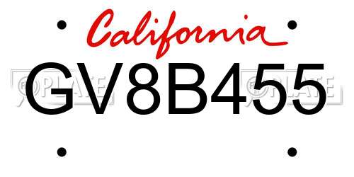 GV8B455 California License Plate
