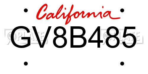 GV8B485 California License Plate