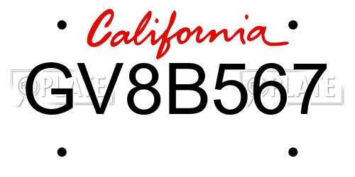 GV8B567 California License Plate