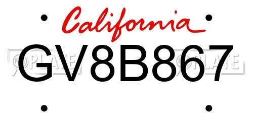 GV8B867 California License Plate