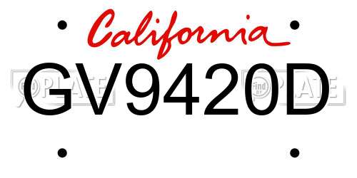 GV9420D California License Plate