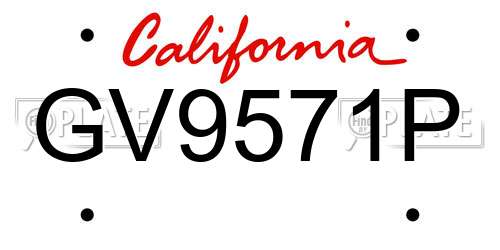 GV9571P California License Plate