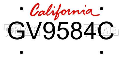 GV9584C California License Plate