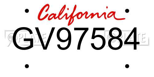 GV97584 California License Plate