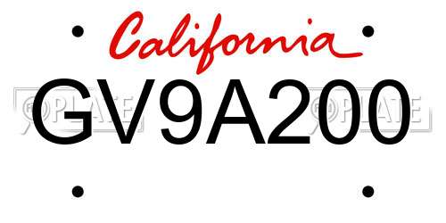 GV9A200 California License Plate