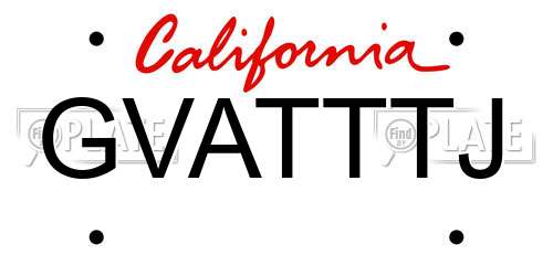 GVATTTJ California License Plate