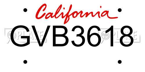 GVB3618 California License Plate