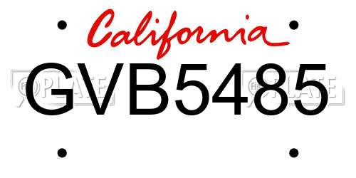 GVB5485 California License Plate
