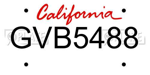 GVB5488 California License Plate