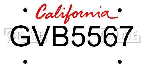 GVB5567 California License Plate