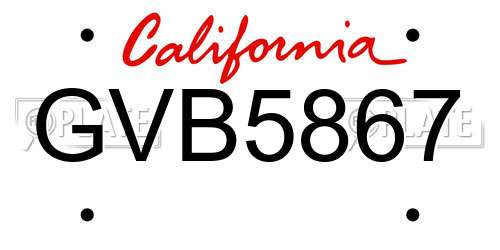 GVB5867 California License Plate