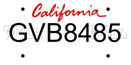 GVB8485 California License Plate