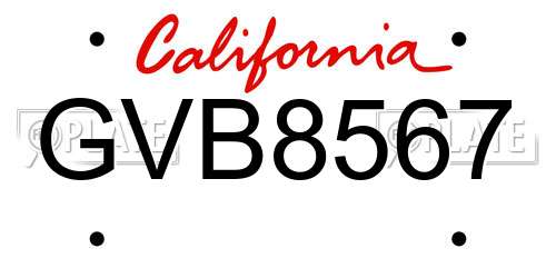 GVB8567 California License Plate