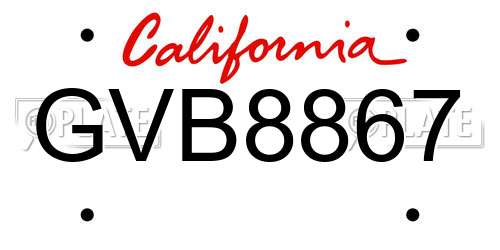 GVB8867 California License Plate