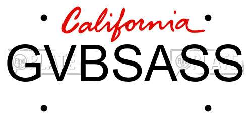 GVBSASS California License Plate