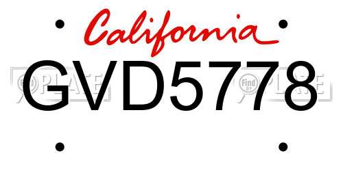 GVD5778 California License Plate