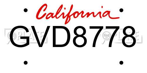 GVD8778 California License Plate