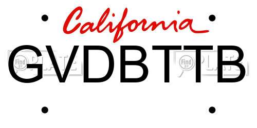 GVDBTTB California License Plate