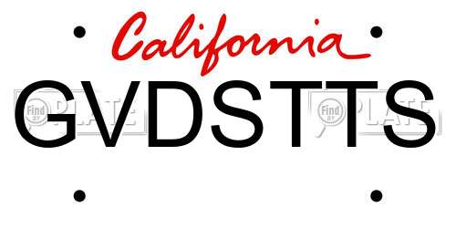 GVDSTTS California License Plate