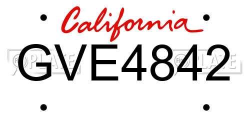 GVE4842 California License Plate