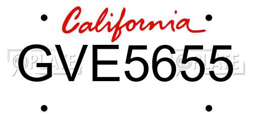 GVE5655 California License Plate