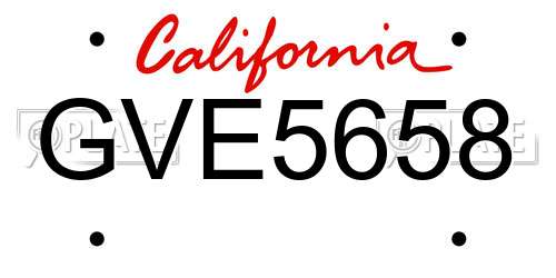 GVE5658 California License Plate