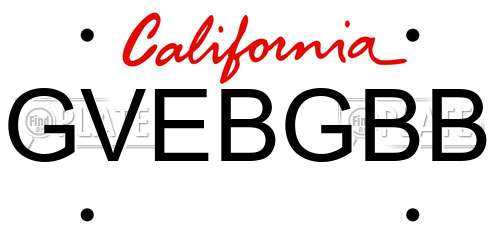 GVEBGBB California License Plate