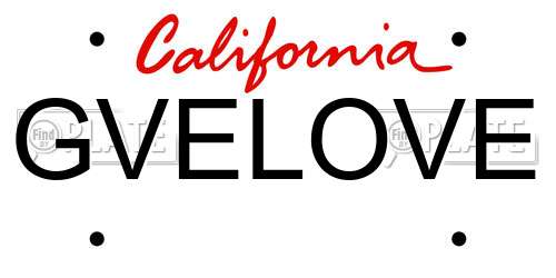 GVELOVE California License Plate