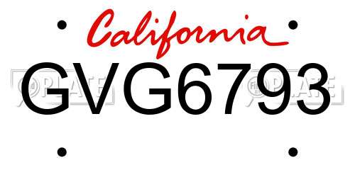 GVG6793 California License Plate