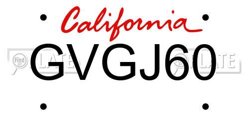GVGJ60 California License Plate