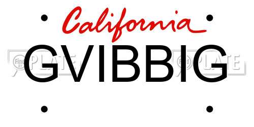 GVIBBIG California License Plate