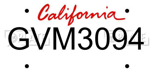 GVM3094 California License Plate