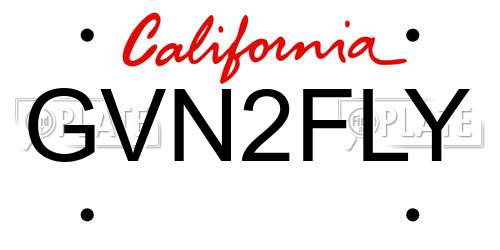 GVN2FLY California License Plate