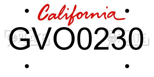 GVO0230 California License Plate