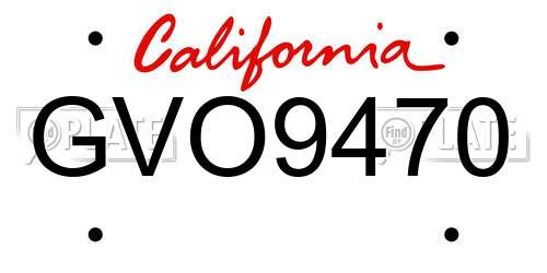 GVO9470 California License Plate