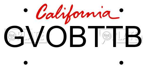 GVOBTTB California License Plate