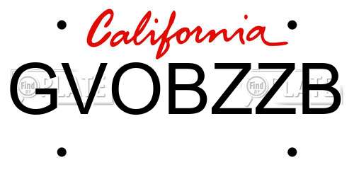 GVOBZZB California License Plate