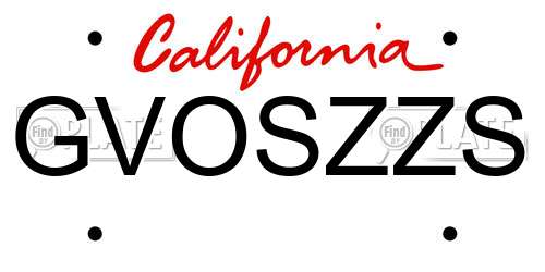 GVOSZZS California License Plate