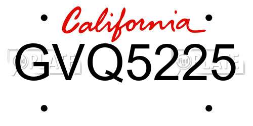 GVQ5225 California License Plate