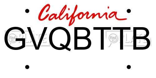 GVQBTTB California License Plate