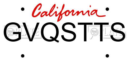 GVQSTTS California License Plate
