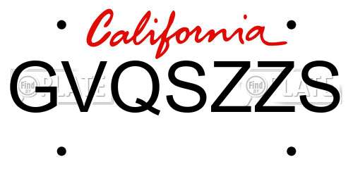 GVQSZZS California License Plate