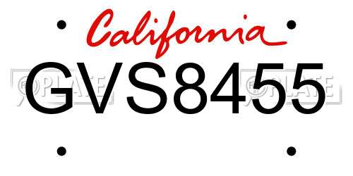 GVS8455 California License Plate